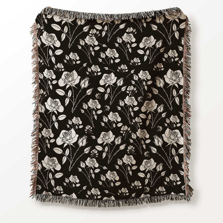 Roses Floral Woven Throw Blanket