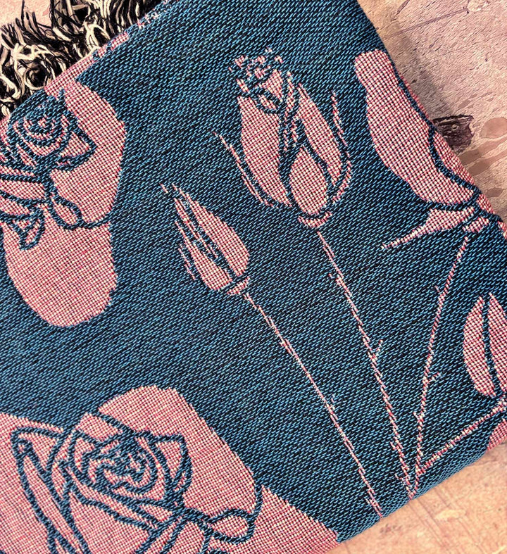 Roses Grande Floral Woven Throw Blanket