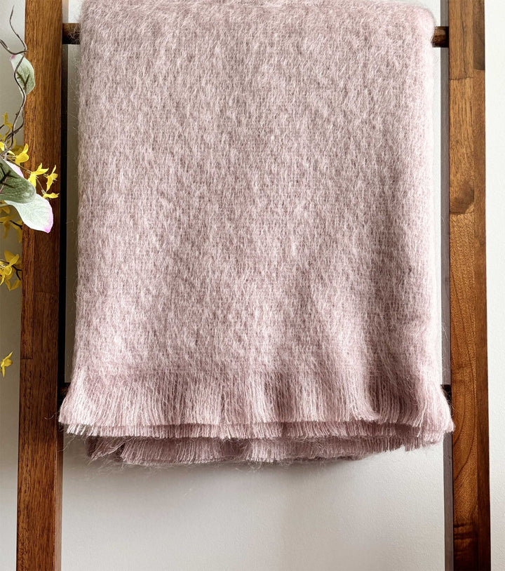 Rouge Mohair Throw - Dusty Rose