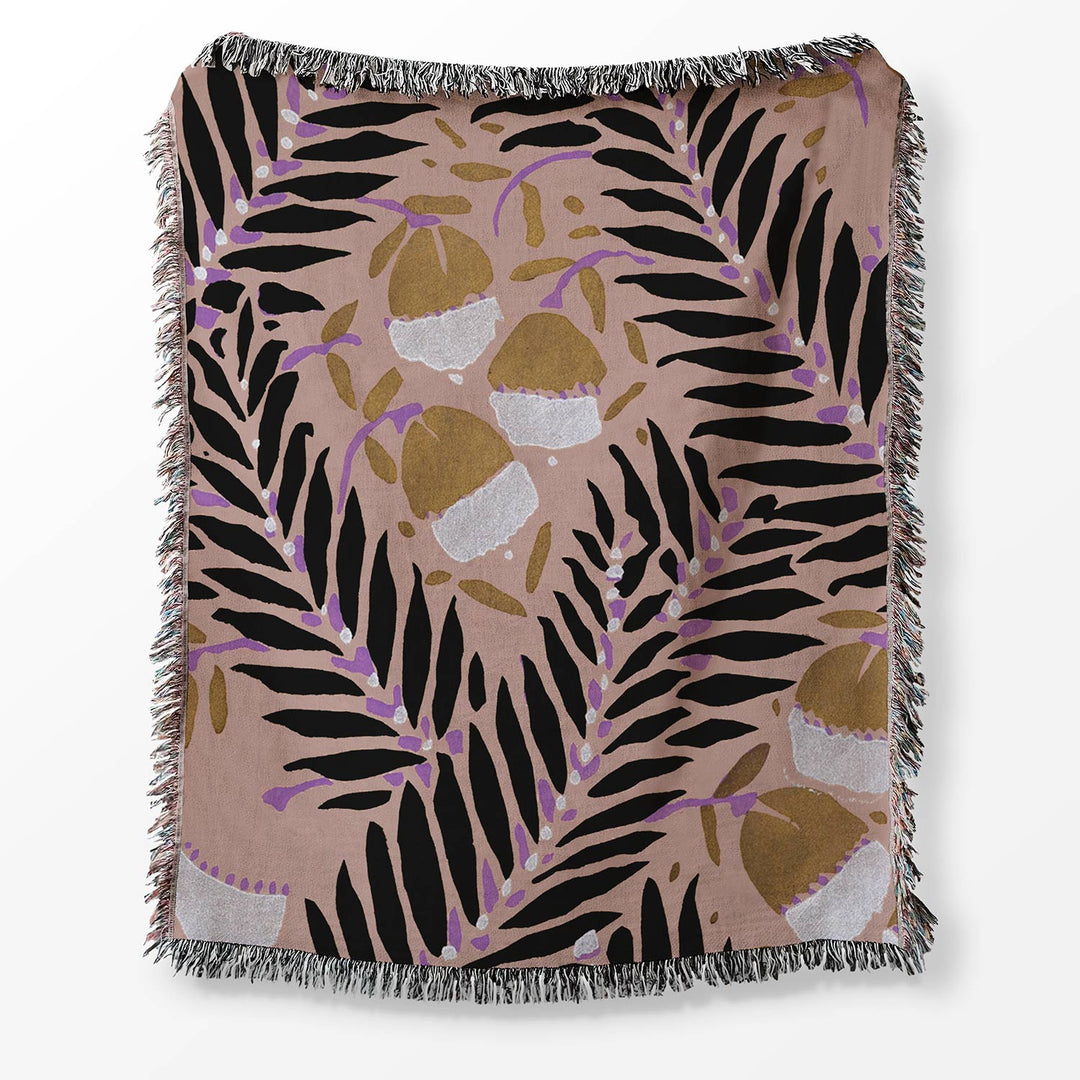 Rustic Floral Woven Throw Blanket