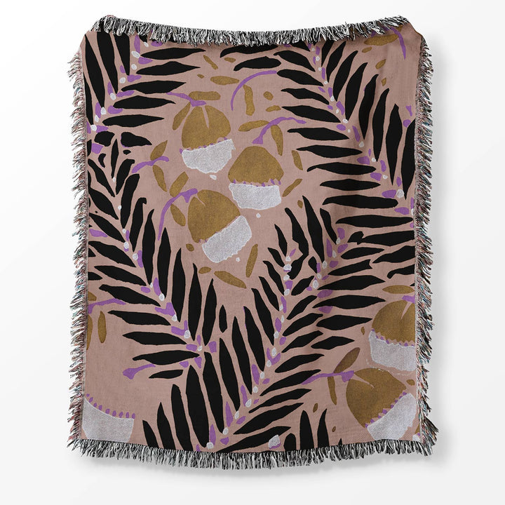 Rustic Floral Woven Throw Blanket