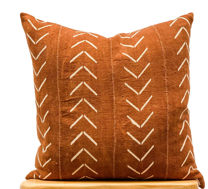 Rust Mud Cloth Pillow Cover