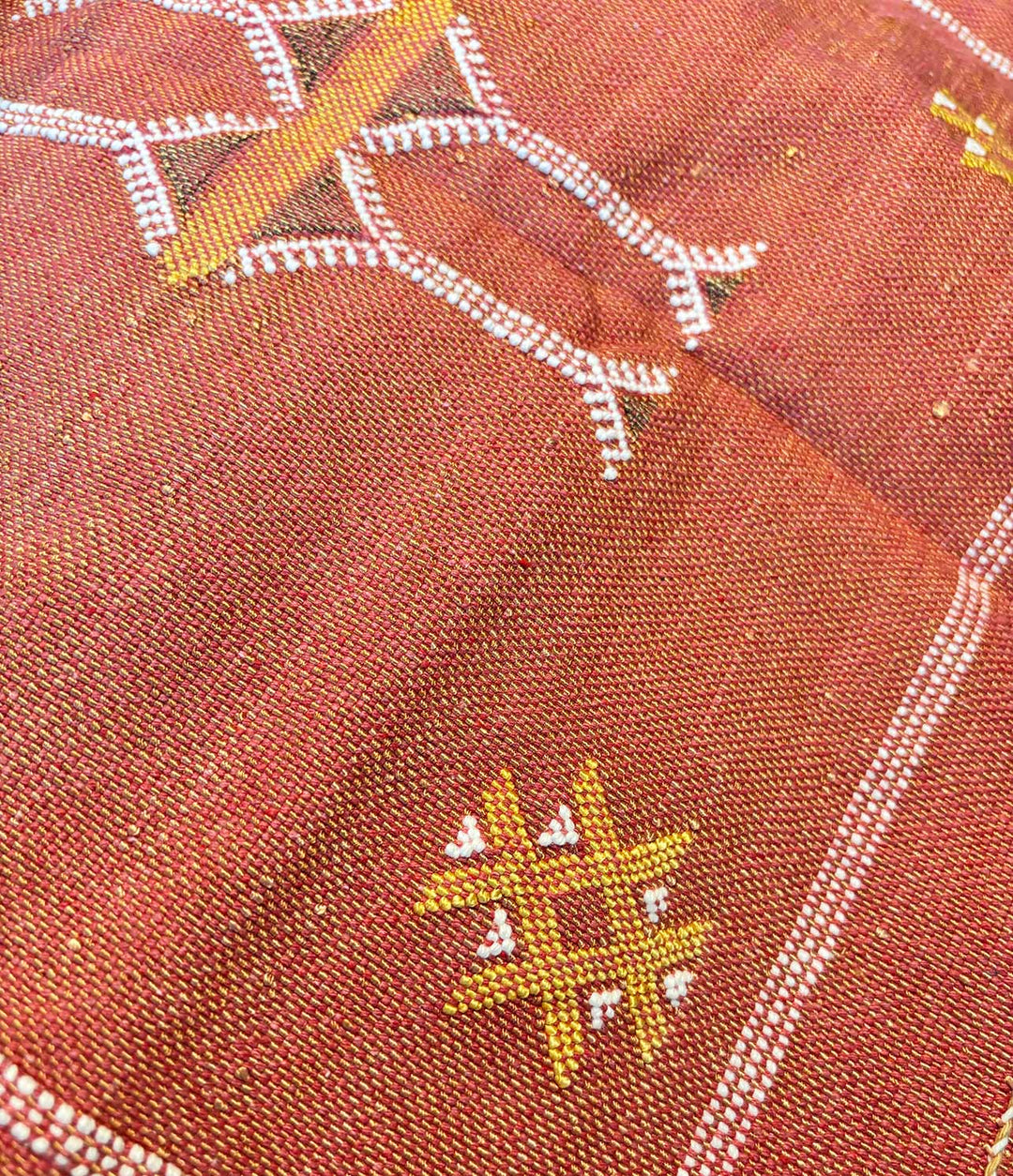 Rust Moroccan Cactus Silk Pillow Cover