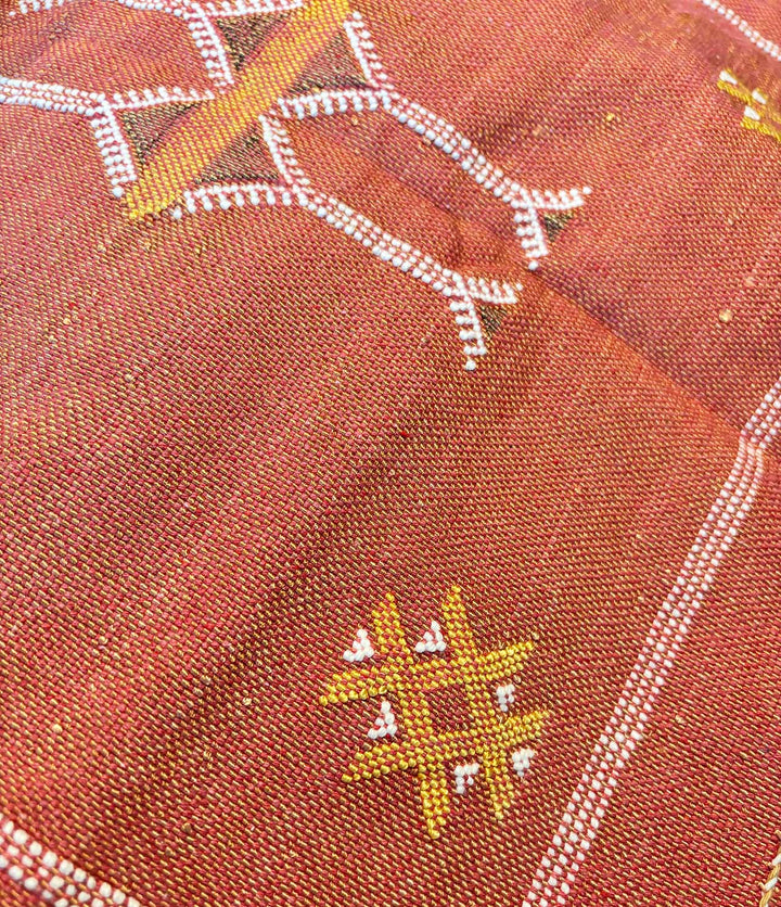 Rust Moroccan Cactus Silk Pillow Cover