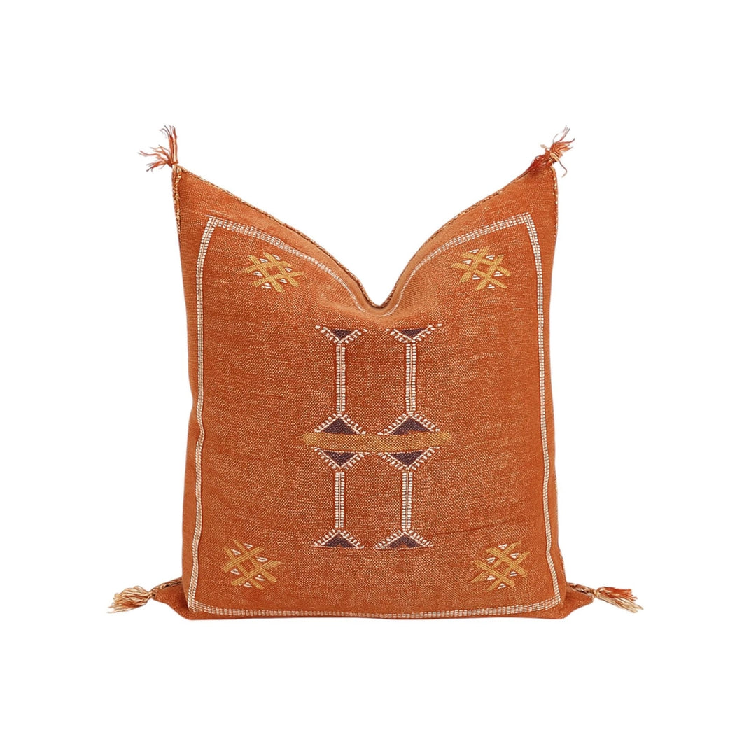Rust Moroccan Cactus Silk Pillow Cover