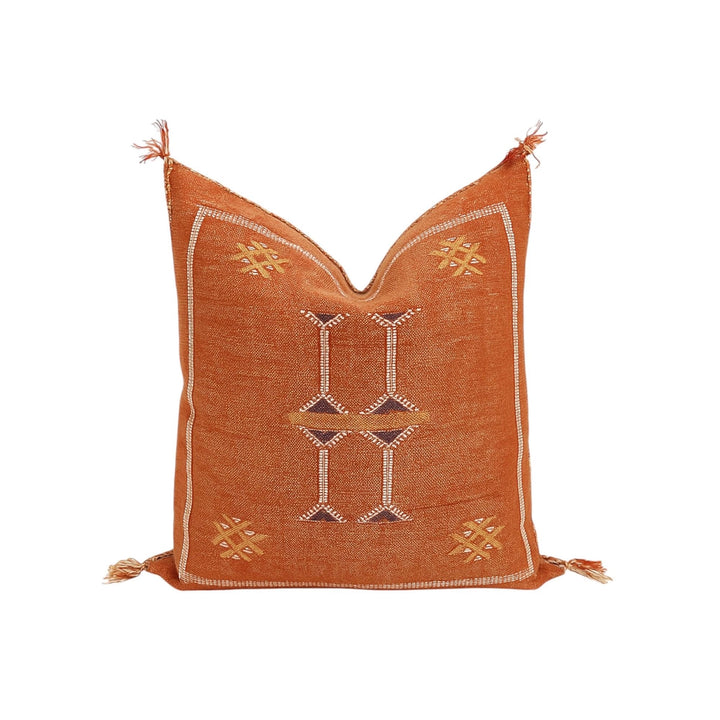 Rust Moroccan Cactus Silk Pillow Cover