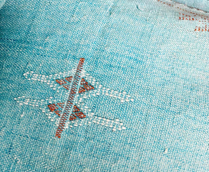Turquoise Moroccan Cactus Silk Pillow Cover