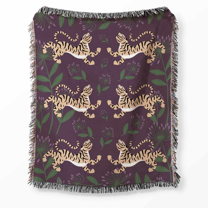 Tigers In The Jungle Woven Throw Blanket