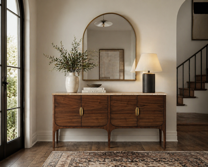 Fontaine Walnut and Travertine Buffet
