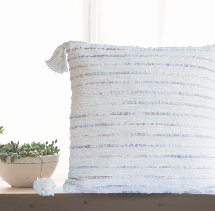 Pastel Stripe Tassel Pillow Cover